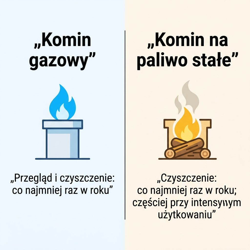 Porównanie częstotliwości czyszczenia kominów