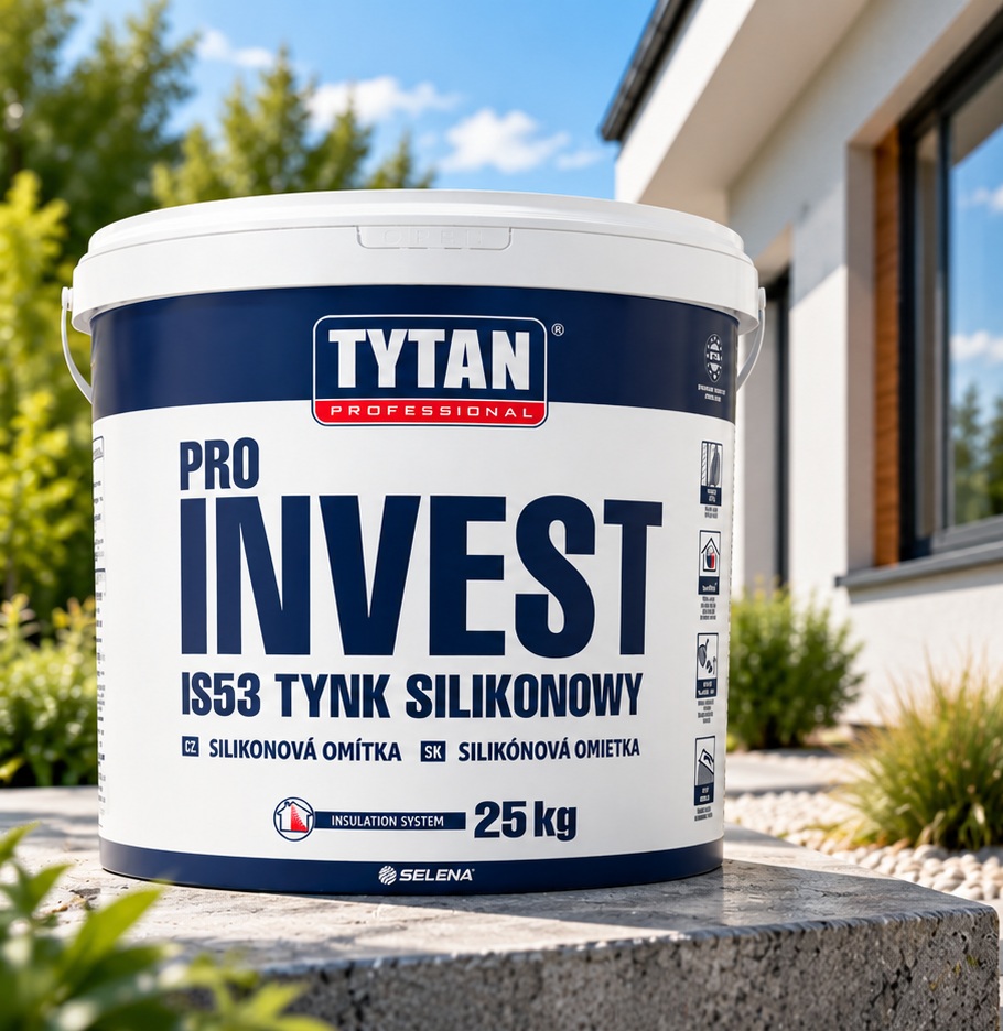 Tytan Professional ProInvest IS53 Tynk silikonowy 1,5 mm 25 kg 2 Silikonowy tynk Tytan na elewacji1 Tytan Professional ProInvest IS53 Tynk silikonowy 1,5 mm 25 kg